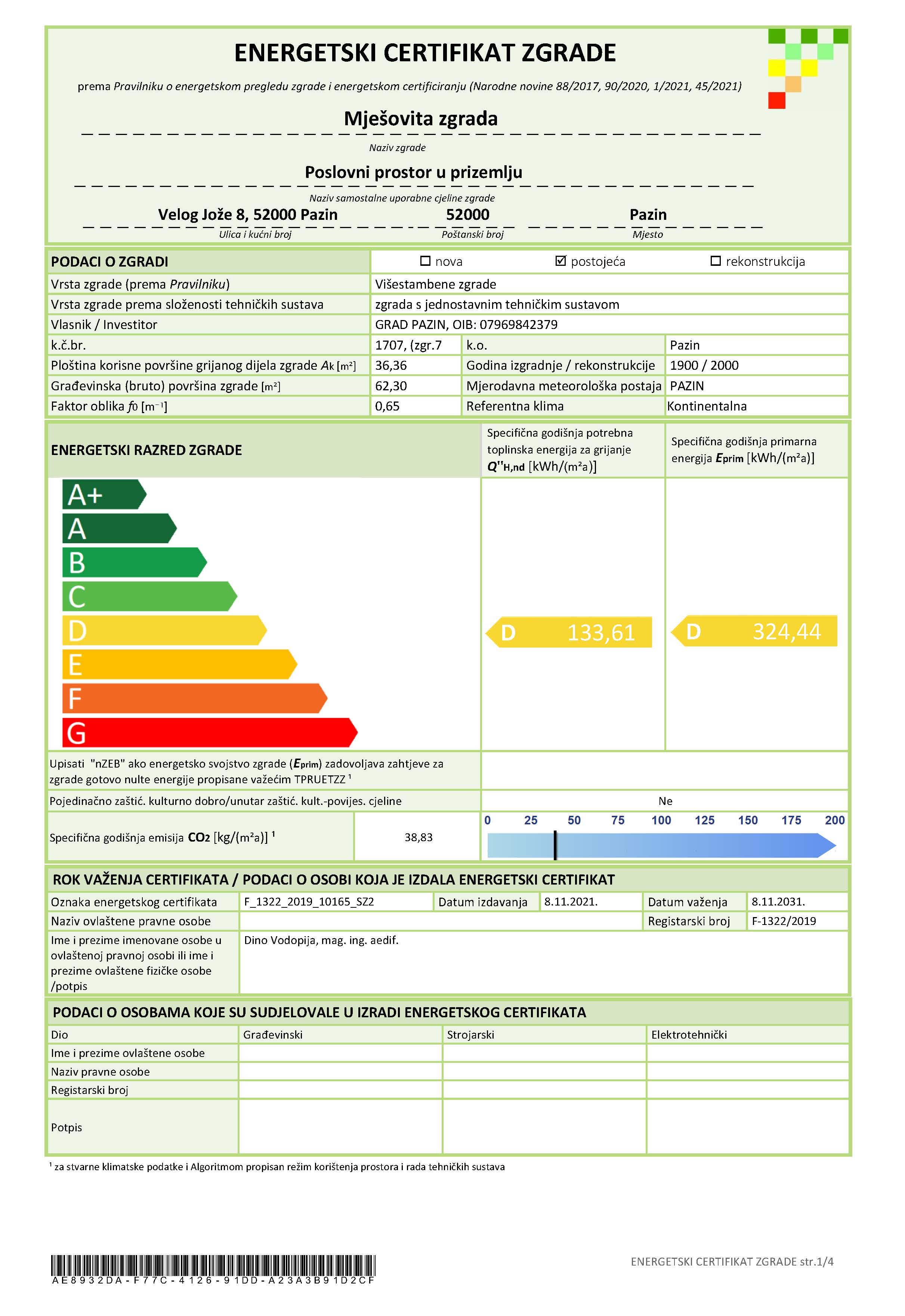 Energy certificate